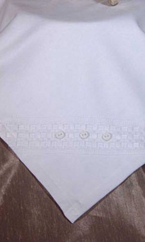 Elegant White Christening Receiver Blanket with Windowpane Trim and Buttons - Little Things Mean a Lot