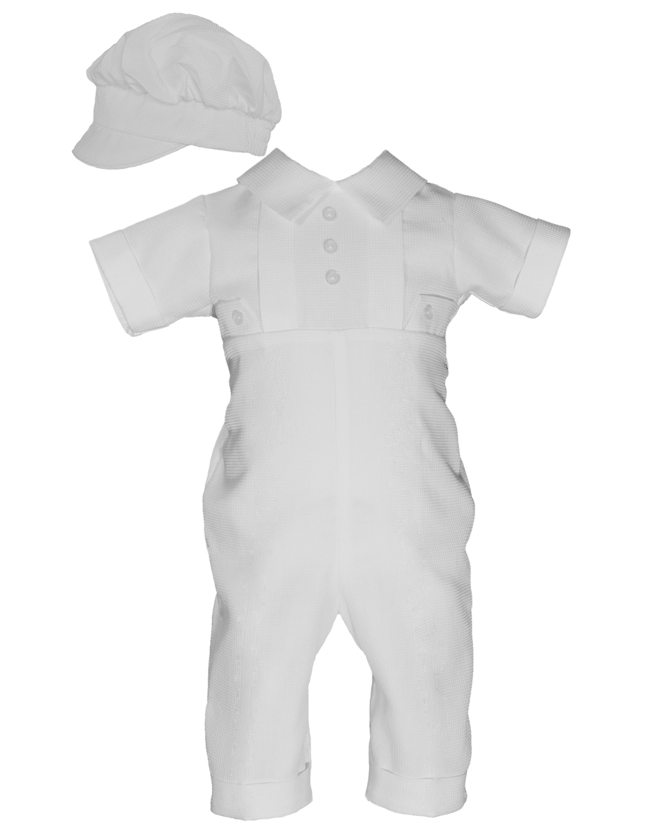 Boys Waffle Pique Christening Baptism Coverall Hat - Little Things Mean a Lot