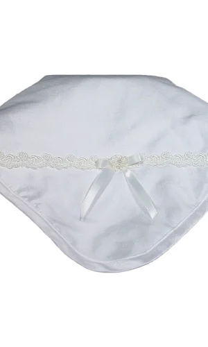 Silk Dupioni Blanket with Venise Trim and Bow