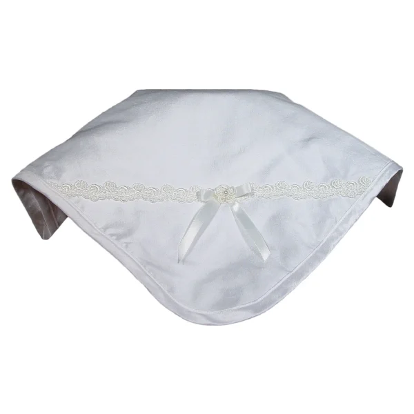 Silk Dupioni Blanket with Venise Trim and Bow