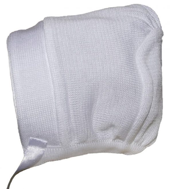 Boys White Cotton Knit Hat or Bonnet - Little Things Mean a Lot