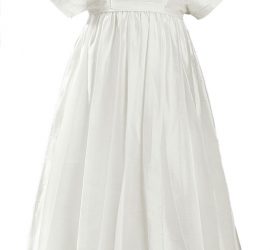 Unisex 34" Short Sleeve Silk Dupioni Christening Baptism Family Heirloom Gown - Little Things Mean a Lot