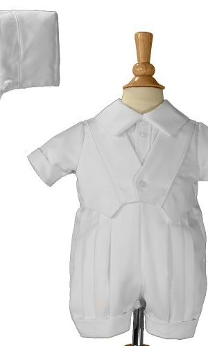 Boys White Christening Baptism Romper With Vest - Little Things Mean a Lot