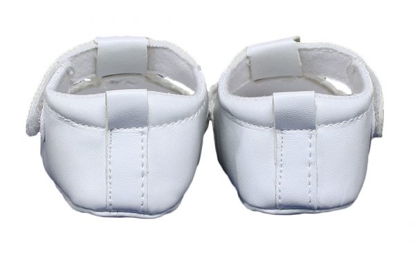 Baby Girls All White Faux Leather Mary Jane Crib Shoe with Perforation Accents - Little Things Mean a Lot