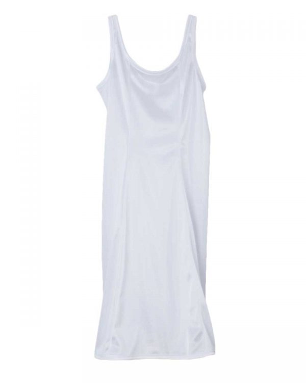 Girls White Simple Princess Style Tea Length Nylon Slip with Adjustable Straps - Little Things Mean a Lot