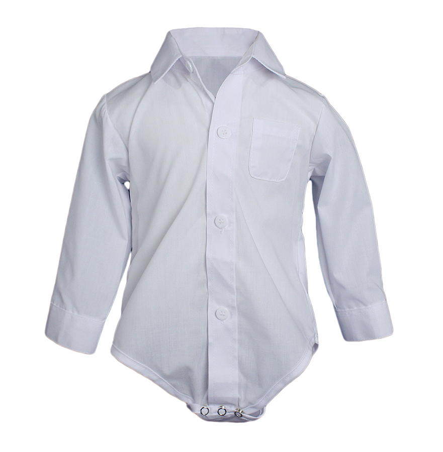 Baby Boys Poly Cotton Button Up White Dress Shirt Bodysuit ...