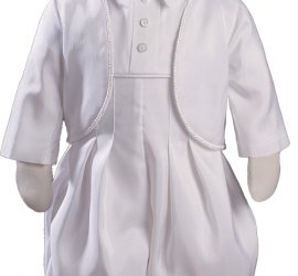 Boys Silk Shantung Christening Baptism Coverall with Jacket and Matching Hat - Little Things Mean a Lot