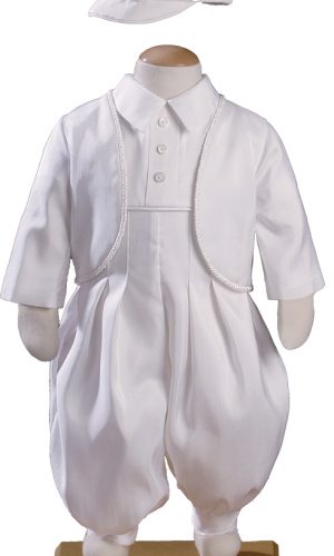 Boys Silk Shantung Christening Baptism Coverall with Jacket and Matching Hat - Little Things Mean a Lot