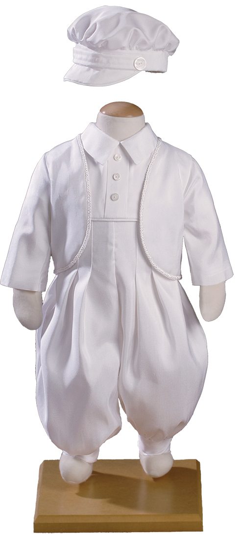 Boys Silk Shantung Christening Baptism Coverall with Jacket and