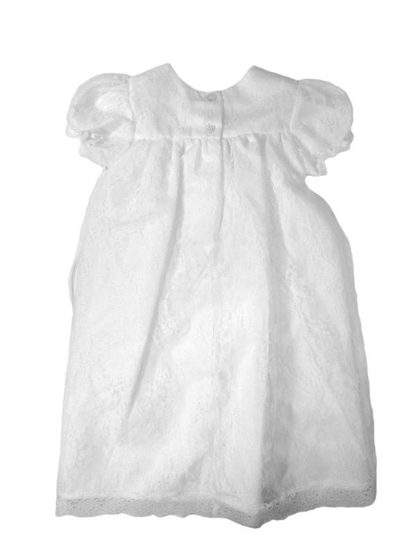 Girls' White All-Over Lace Christening Gown with Bonnet - Little Things Mean a Lot