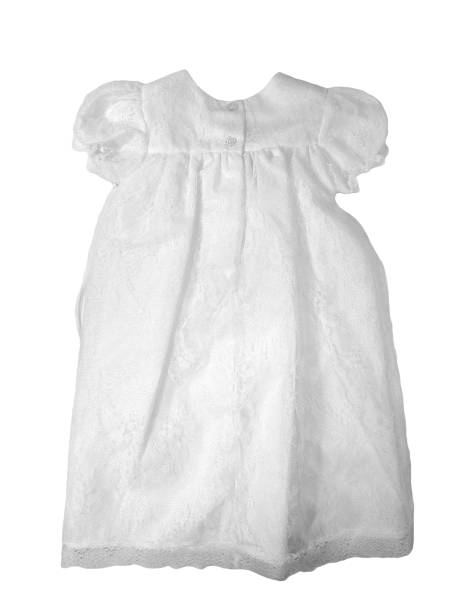 Girls' White All-Over Lace Christening Gown with Bonnet - Little Things Mean a Lot