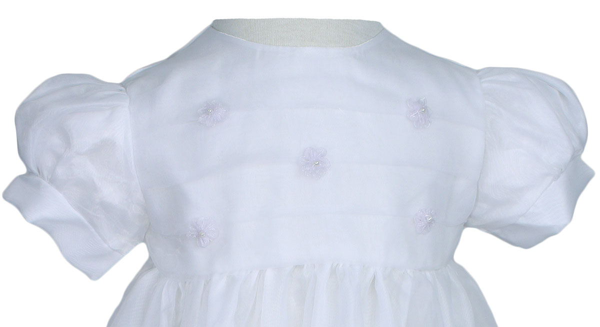 Girls' White Organza Overlay Gown with Sheer Flowers - Little Things Mean a Lot