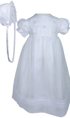 Girls' White Organza Overlay Gown with Sheer Flowers - Little Things Mean a Lot