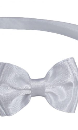 White Satin Pre-Tied Adjustable Layered Bowtie for Infants - Little Things Mean a Lot