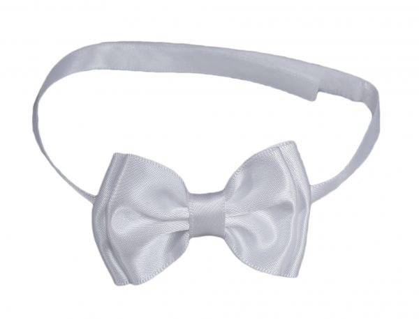 White Satin Pre-Tied Adjustable Layered Bowtie for Infants - Little Things Mean a Lot