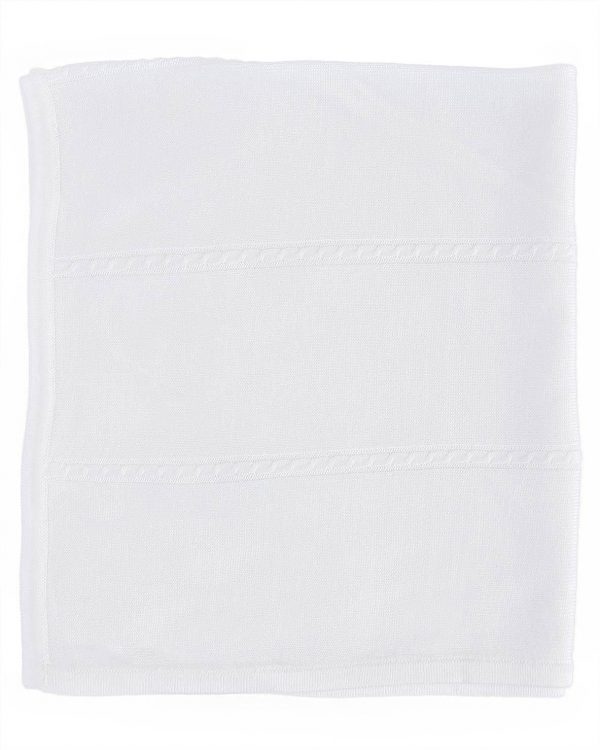 Fancy White Christening Blanket with Cable Knit Pattern - Little Things Mean a Lot