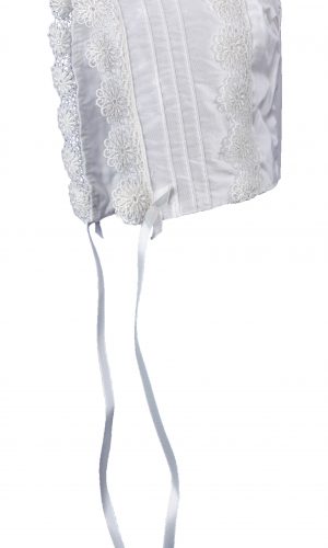 Baby Girls White Silk Christening Baptism Hat with Pin Tucking and Lace Trim - Little Things Mean a Lot