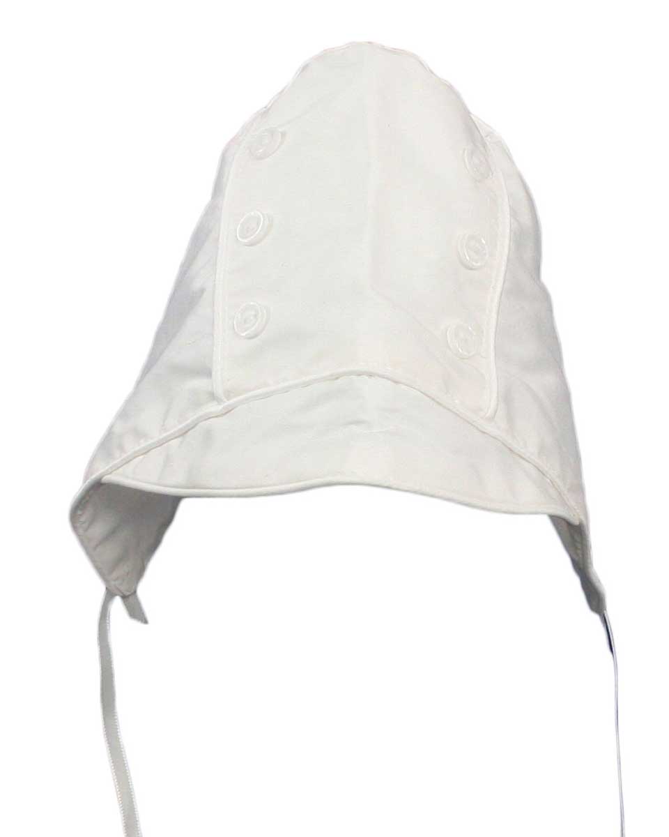 Boys Simple Silk Dupioni Christening Baptism Hat with Brim and Button Accents - Little Things Mean a Lot