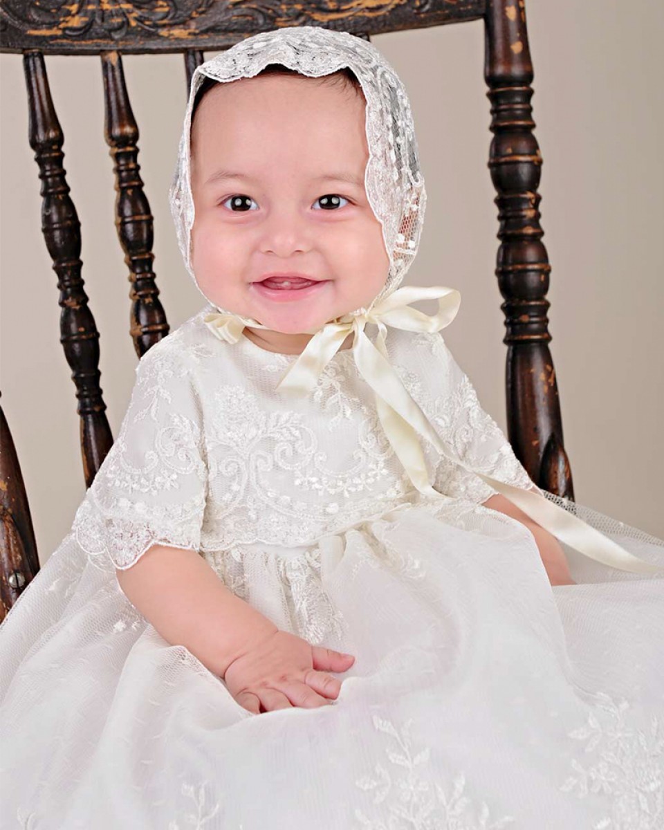 Girls' Christening Gown & Bonnet – Babycakes Children's Boutique