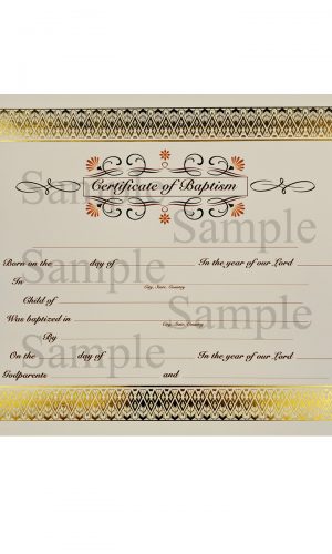 Customized Baptism Certificate with Gold Foil Diamond Border - Little Things Mean a Lot