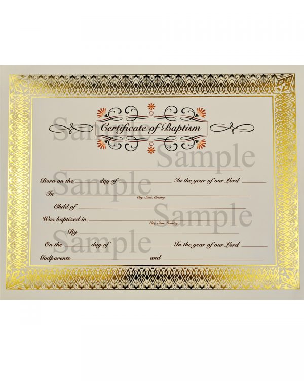 Customized Baptism Certificate with Gold Foil Diamond Border - Little Things Mean a Lot