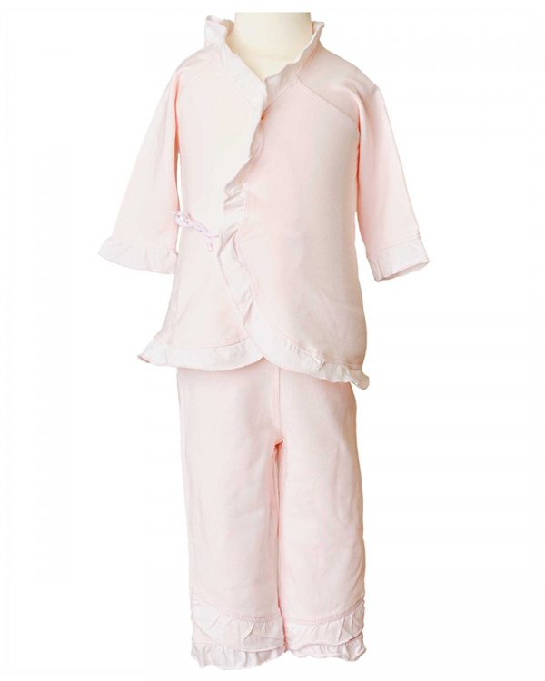 Girls Four-Piece Bamboo Layette Set in Pink or White - Little Things Mean a Lot