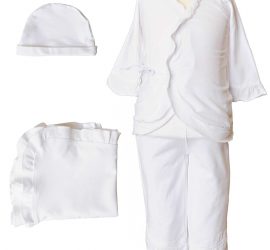 Girls Four-Piece Bamboo Layette Set in Pink or White - Little Things Mean a Lot