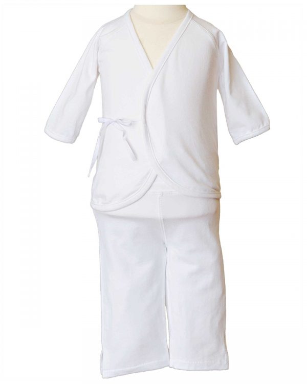 Boys Four-Piece Bamboo Layette Set in Blue or White - Little Things Mean a Lot