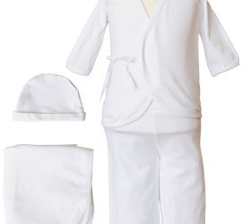 Boys Four-Piece Bamboo Layette Set in Blue or White - Little Things Mean a Lot