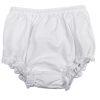 Baby Girls White Elastic Bloomer Diaper Cover with Embroidered Eyelet Edging Around Legs - Little Things Mean a Lot