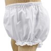 Baby Girls White Elastic Bloomer Diaper Cover with Embroidered Eyelet Edging Around Legs - Little Things Mean a Lot