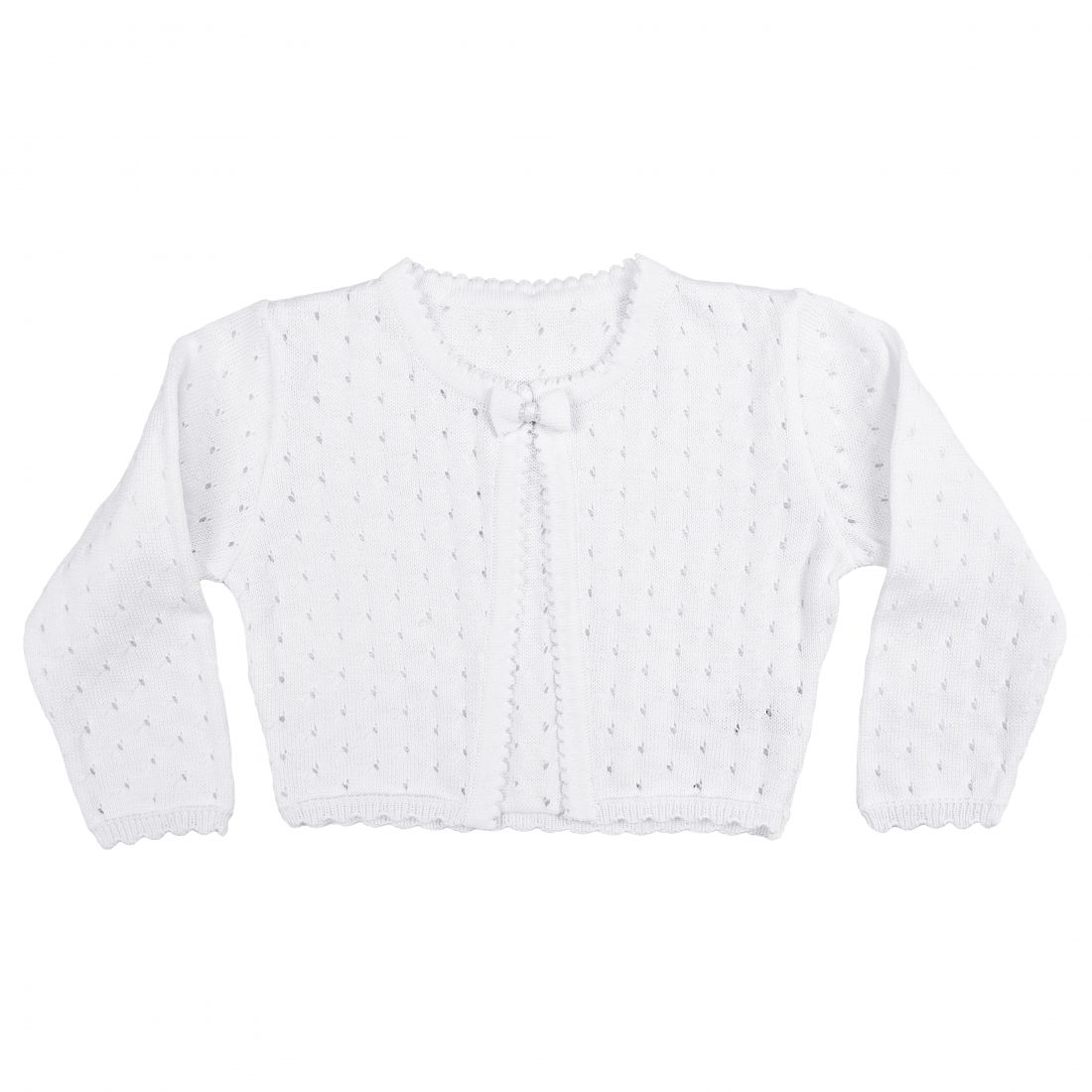 Girls White 100% Cotton Sweater with Tear Drop Pattern and Scalloped Trim - Little Things Mean a Lot