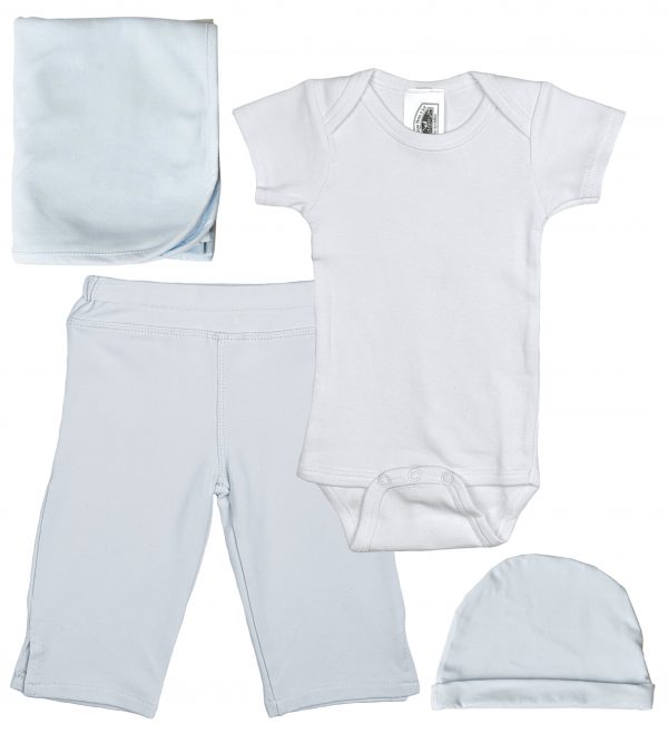 Boys Five-Piece Bamboo Layette Set in Blue or White - Little Things Mean a Lot