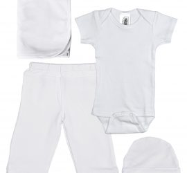 Boys Five-Piece Bamboo Layette Set in Blue or White - Little Things Mean a Lot