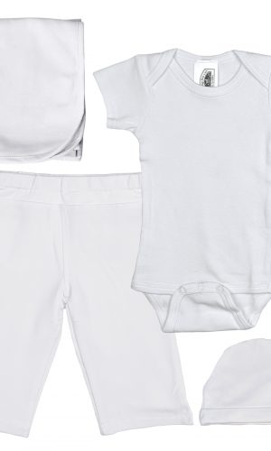 Boys Five-Piece Bamboo Layette Set in Blue or White - Little Things Mean a Lot