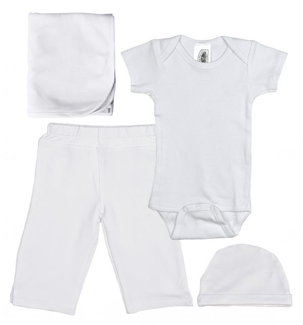 Boys Five-Piece Bamboo Layette Set in Blue or White - Little Things Mean a Lot