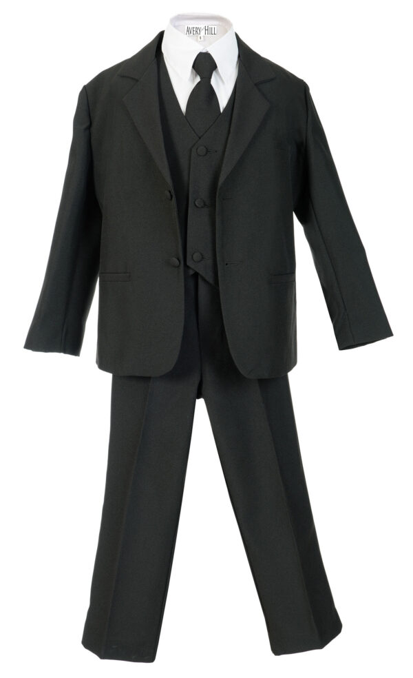 Boys Formal 5 Piece Suit with Shirt and Vest - Black - Little Things Mean a Lot