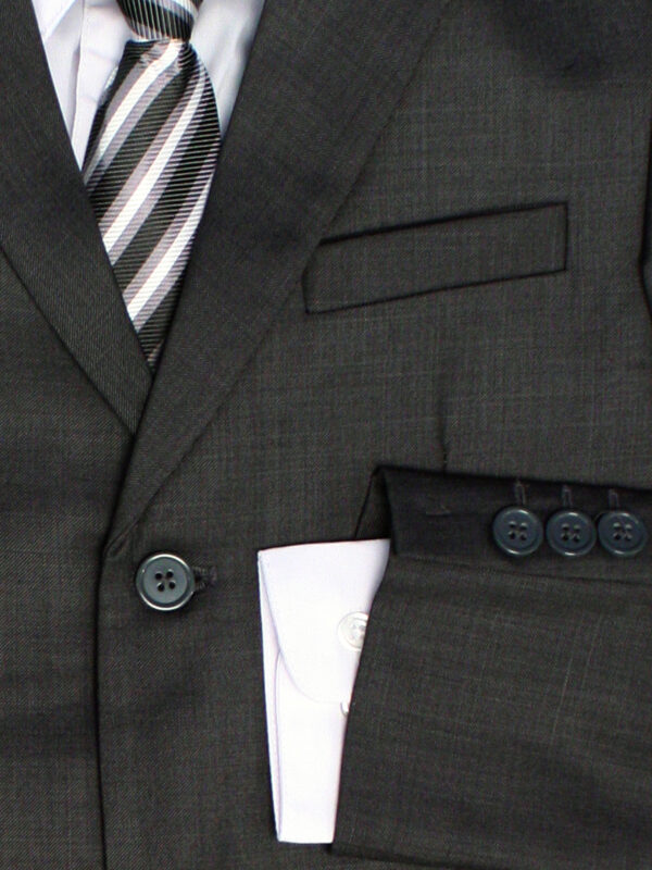 Boys Formal 5 Piece Suit with Shirt, Vest, Tie and Garment Bag - Charcoal - Little Things Mean a Lot