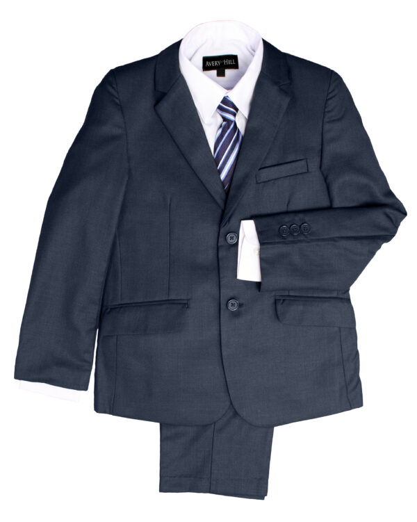 Boys Formal 5 Piece Suit with Shirt, Vest, Tie and Garment Bag - Navy - Little Things Mean a Lot