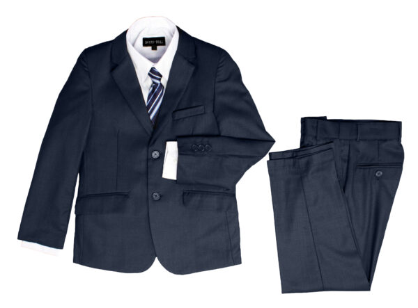 Boys Formal 5 Piece Suit with Shirt, Vest, Tie and Garment Bag - Navy - Little Things Mean a Lot