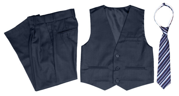 Boys Formal 5 Piece Suit with Shirt, Vest, Tie and Garment Bag - Navy - Little Things Mean a Lot