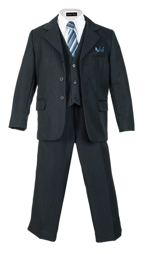 Boys Pinstripe Suit Set with Matching Tie - Navy - Little Things Mean a Lot