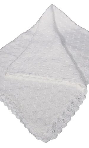 White Cotton Hand Crochet Shawl with Raindrop Pattern