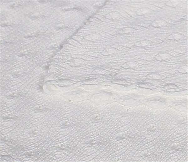 White Cotton Hand Crochet Shawl with Raindrop Pattern - Image 2