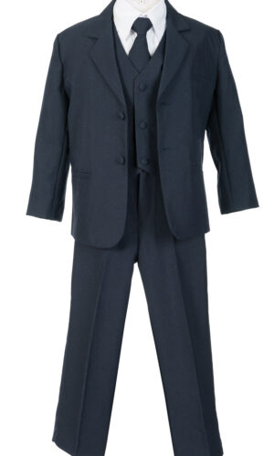 Boys Formal 5 Piece Suit with Shirt and Vest - Navy - Little Things Mean a Lot