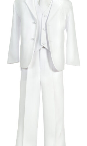 Boys Formal 5 Piece Suit with Shirt and Vest - White - Little Things Mean a Lot
