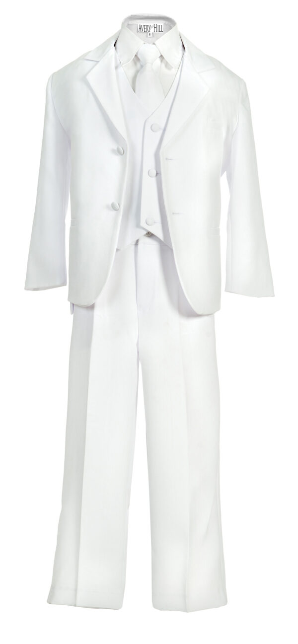 Boys Formal 5 Piece Suit with Shirt and Vest - White - Little Things Mean a Lot