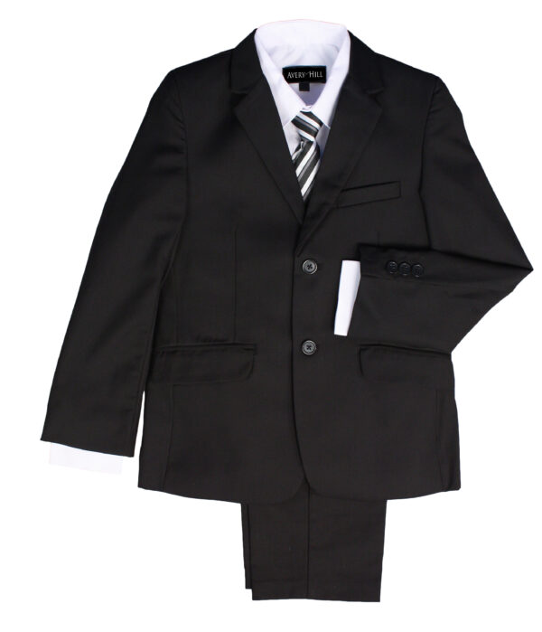 Boys Formal 5 Piece Suit with Shirt, Vest, Tie and Garment Bag - Black - Little Things Mean a Lot