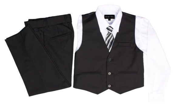 Boys Formal 5 Piece Suit with Shirt, Vest, Tie and Garment Bag - Black - Little Things Mean a Lot
