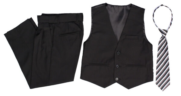 Boys Formal 5 Piece Suit with Shirt, Vest, Tie and Garment Bag - Black - Little Things Mean a Lot